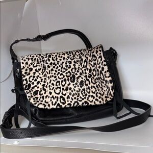Aimee Kestenberg Cooper Leather Calfhair Shoulder & Crossbody “Wild Cat” Leopard